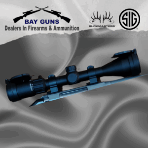 “SIG BUCKMASTER 3-12x44mm rifle scope in matte black, featuring a second focal plane BDC reticle, ideal for long-range shooting and hunting.”