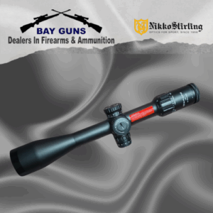 Nikko Stirling Diamond FFP 6-24x50 rifle scope with 34mm tube and FFP HMD reticle, built for long-range precision shooting.
