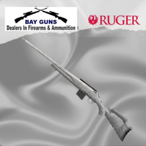 Ruger American Rifle Gen II 6mm ARC, Model 46910 with 20-inch spiral-fluted barrel, Gray Splatter stock, Gun Metal Gray Cerakote finish, and radial muzzle brake.”