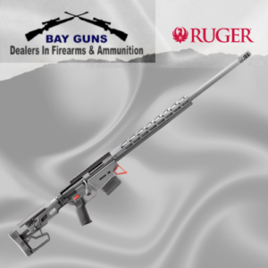 “Ruger Precision Rifle Model 18097 – 6mm GT with 26-inch heavy stainless steel barrel, folding adjustable stock, APA muzzle brake, M-LOK handguard, and TriggerTech two-stage trigger – Stealth Gray Cerakote.”