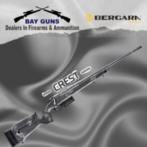 Bergara B-14 Squared Crest 7 PRC rifle featuring carbon fiber stock, fluted precision barrel, Sniper Grey Cerakote finish, and AICS-style magazine designed for powerful long-range mountain hunting performance.
