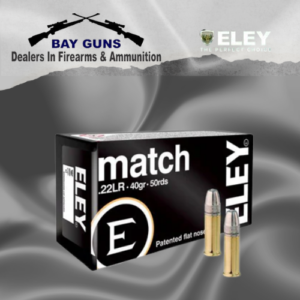 ELEY Match .22 LR 40gr flat nose rimfire ammunition 50 round box for precision target shooting