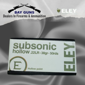 ELEY .22 LR 38gr subsonic hollow point ammunition 50 round box for quiet hunting and target shooting