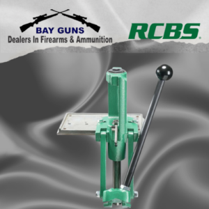 RCBS Rock Chucker Supreme single-stage reloading press in green cast iron with long handle and large loading window for precision cartridge case sizing and preparation.