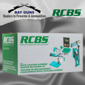 RCBS Rock Chucker Supreme Master Reloading Kit with press, powder measure, mechanical scale, primer tool and accessories for complete ammunition handloading setup.