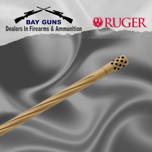 Ruger American Gen II 6.5 PRC rifle with green splatter stock, spiral fluted burnt bronze Cerakote barrel and Picatinny scope base