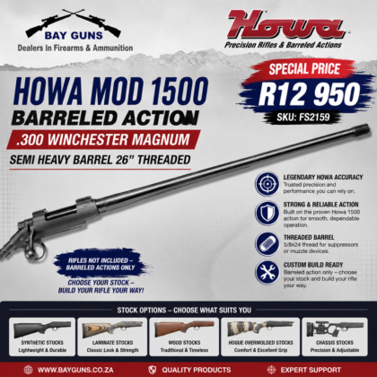 Howa Mod 1500 B/A .300 Winchester Magnum Semi Heavy Barrel 26″ Threaded