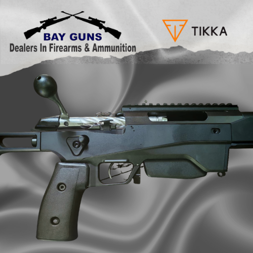 Tikka T3x ACE Game 6.5 PRC bolt-action rifle with 24.3-inch fluted barrel, adjustable chassis stock, detachable magazine, and precision long-range shooting capabilities.