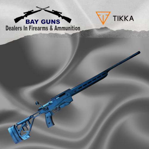 Tikka T3x ACE Game 6.5 PRC bolt-action rifle with 24.3-inch fluted barrel, adjustable chassis stock, detachable magazine, and precision long-range shooting capabilities.
