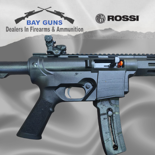 Rossi 7022 Delta Tactical .22 LR semi-automatic rifle with a black synthetic tactical stock, detachable magazine, and matte black finish. Lightweight and reliable rimfire rifle ideal for target shooting, small game hunting, and recreational plinking.