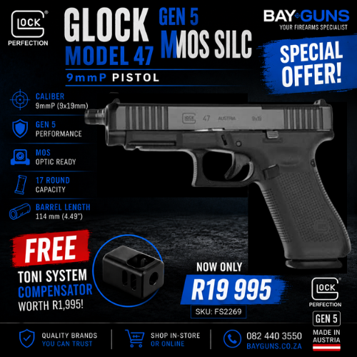 GLOCK G47 MOS Gen 5 SILC 9x19mm pistol with Toni System compensator