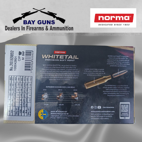 Norma Whitetail .270 Winchester 130gr 8.4g Soft Point hunting ammunition 20-round box