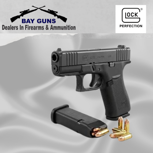 GLOCK 43X 9mmP 9x19mm Slimline semi-automatic pistol in black