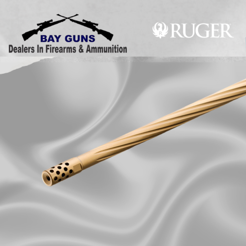 Ruger American Predator Gen II 22 ARC rifle with Green Splatter stock and Burnt Bronze Cerakote 22-inch fluted barrel