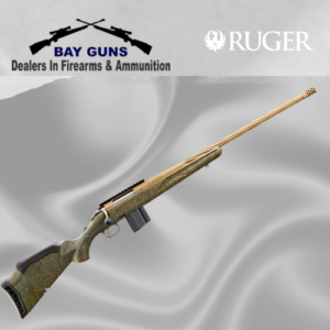 Ruger American Predator Gen II 22 ARC rifle with Green Splatter stock and Burnt Bronze Cerakote 22-inch fluted barrel