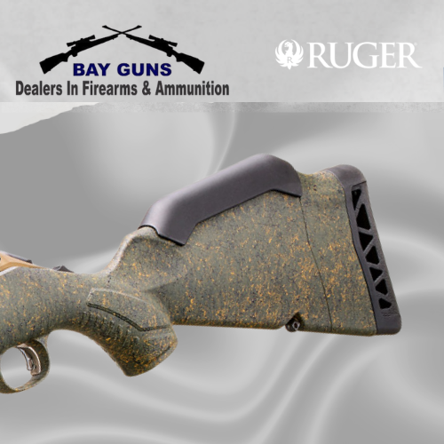 Ruger American Predator Gen II 22 ARC rifle with Green Splatter stock and Burnt Bronze Cerakote 22-inch fluted barrel