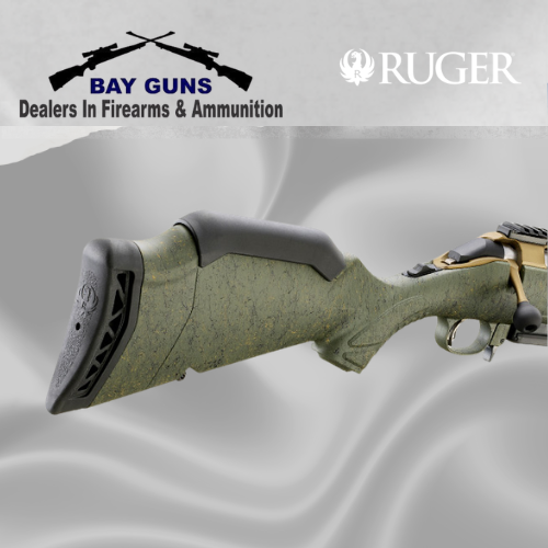 Ruger American Predator Gen II 7mm PRC rifle with Green Splatter stock and Burnt Bronze Cerakote 22-inch spiral-fluted barrel