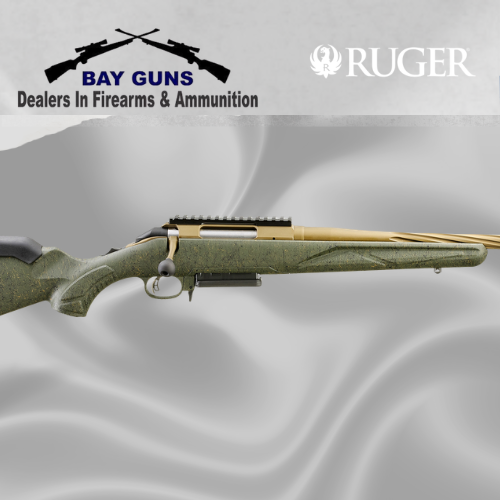 Ruger American Predator Gen II 7mm PRC rifle with Green Splatter stock and Burnt Bronze Cerakote 22-inch spiral-fluted barrel