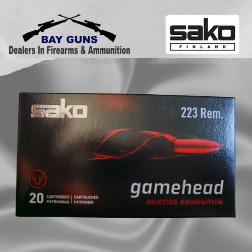 Sako .223 Remington 55gr 3.56g Gamehead Soft Point Flat Base SPFB hunting ammunition 20-round box