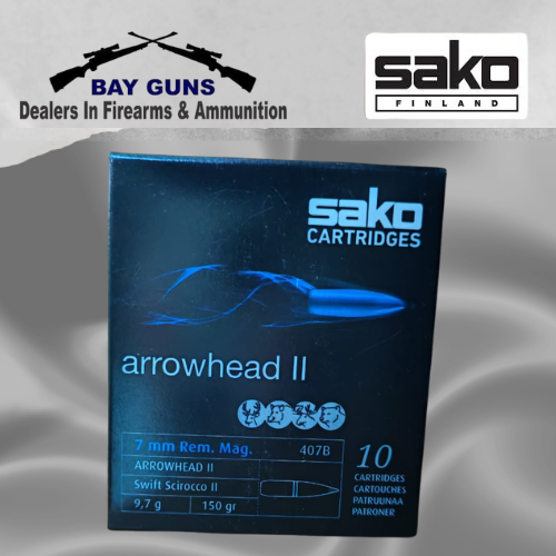 Sako 7mm Remington Magnum 150gr Arrowhead II Swift Scirocco II hunting ammunition 10-round box